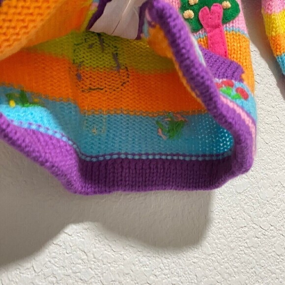 Grupo Peruvian Toddler Hooded Full Zip Sweater Purple 12 Months Hand Embroidered - Picture 4 of 7